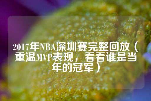 2017年NBA深圳赛完整回放（重温MVP表现，看看谁是当年的冠军）